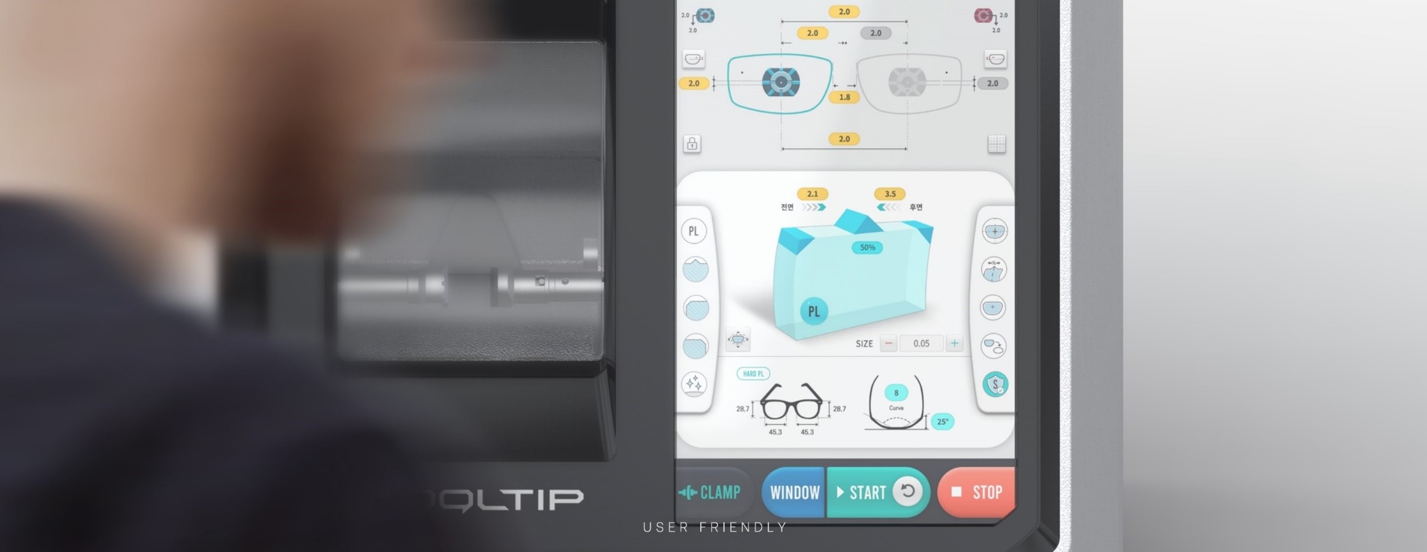 INE-200 touch UI close-up
